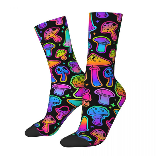 Neon Glow Party Mushroom Long Socks