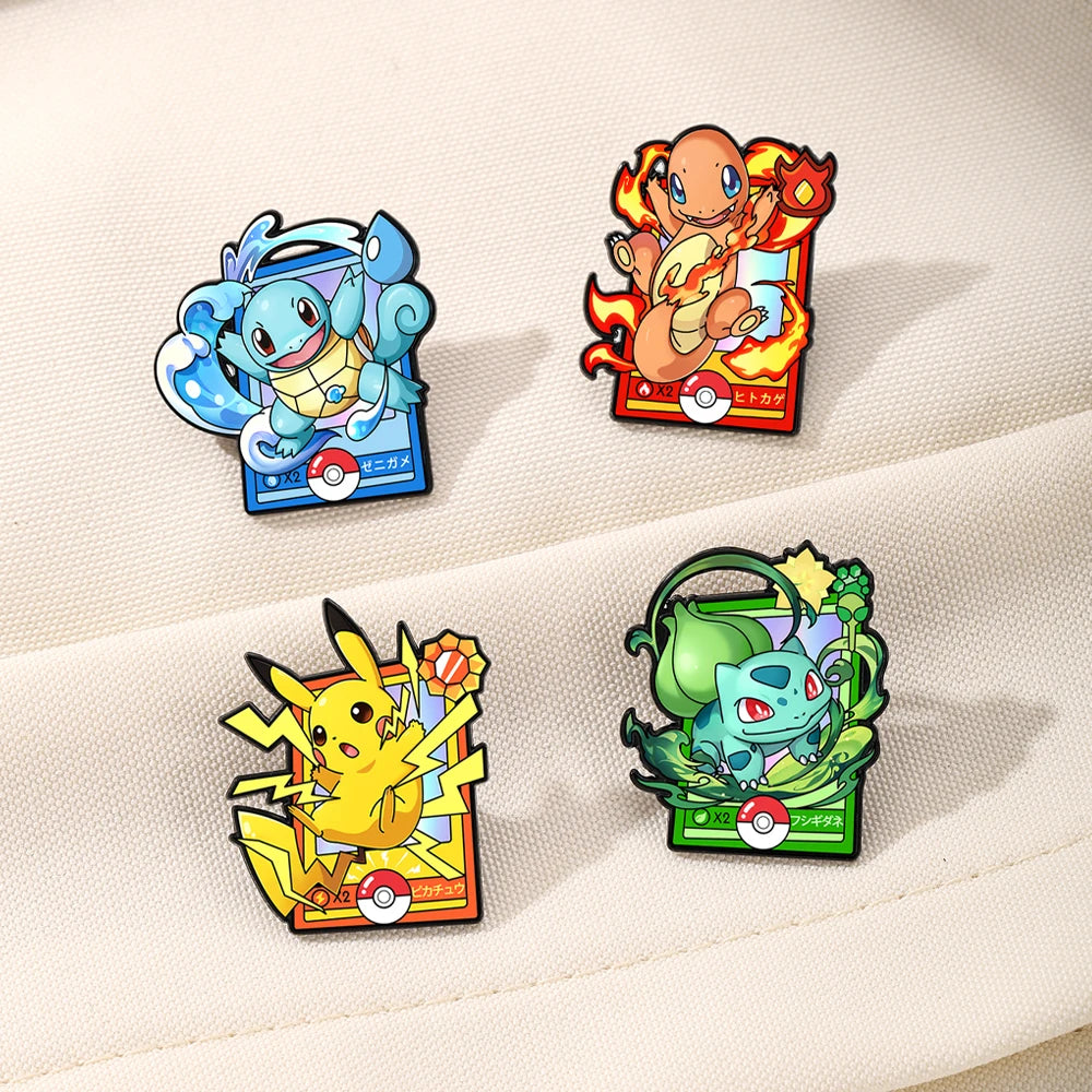 Four colorful characters Charmander, Squirtle, Pikachu, and Bulbasaur on a texture mat