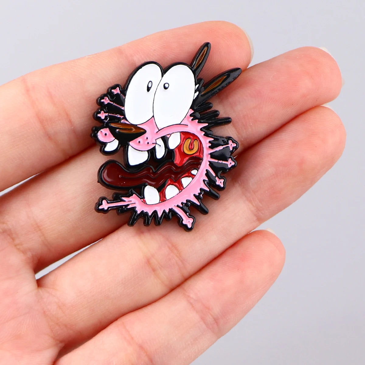 Courage the Cowardly Dog Pin on hand