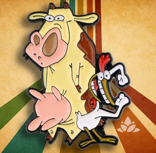 Cow and Chicken Enamel Pin – Nostalgic 90's Cartoon Collectible