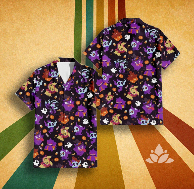 Halloween Hawaiian Pokemon Pattern Shirt