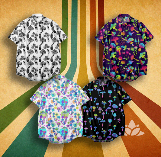 Vibrant Mushroom-Themed Hawaiian Shirts – Casual and Festival Ready