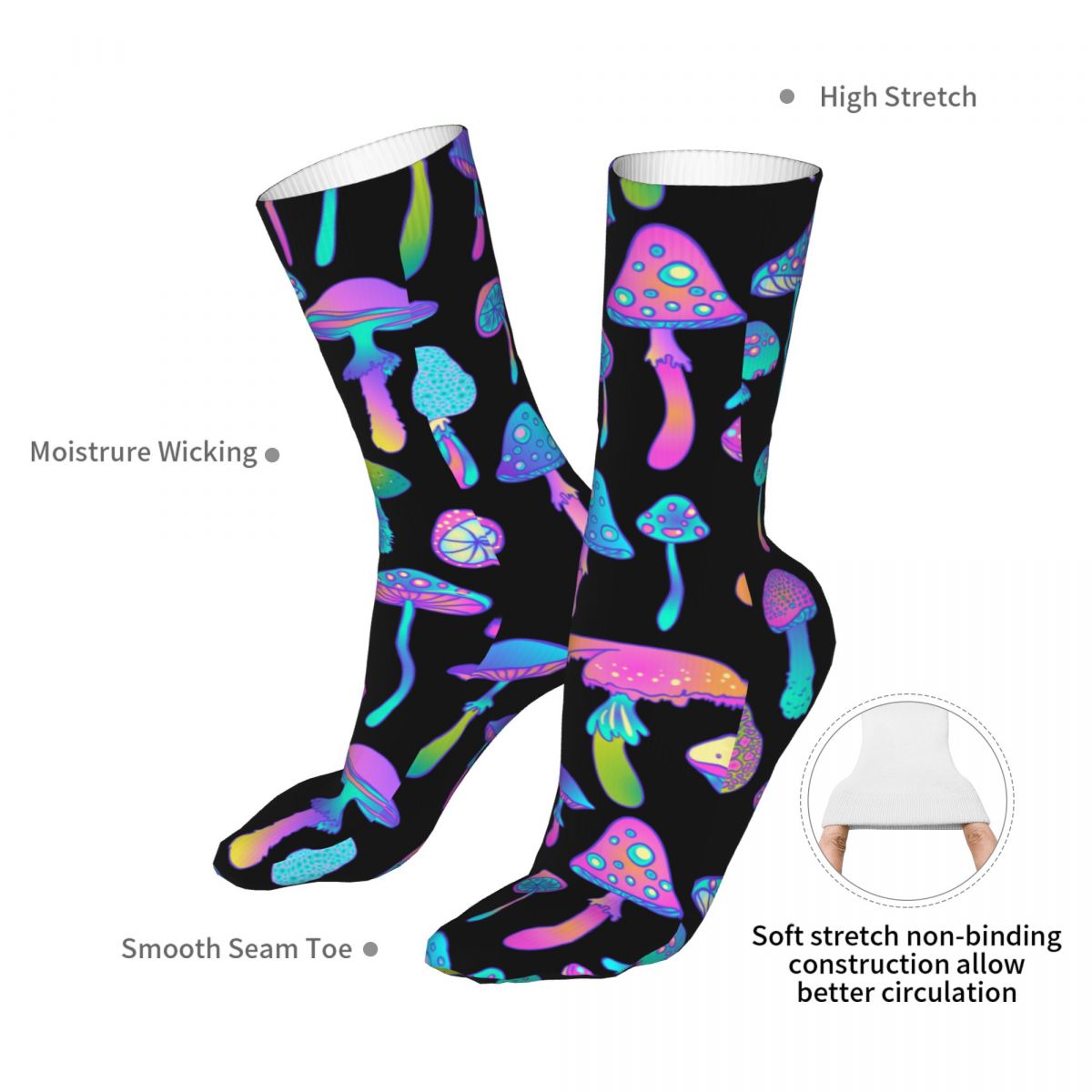 Mushi Rainbow Long Socks Details