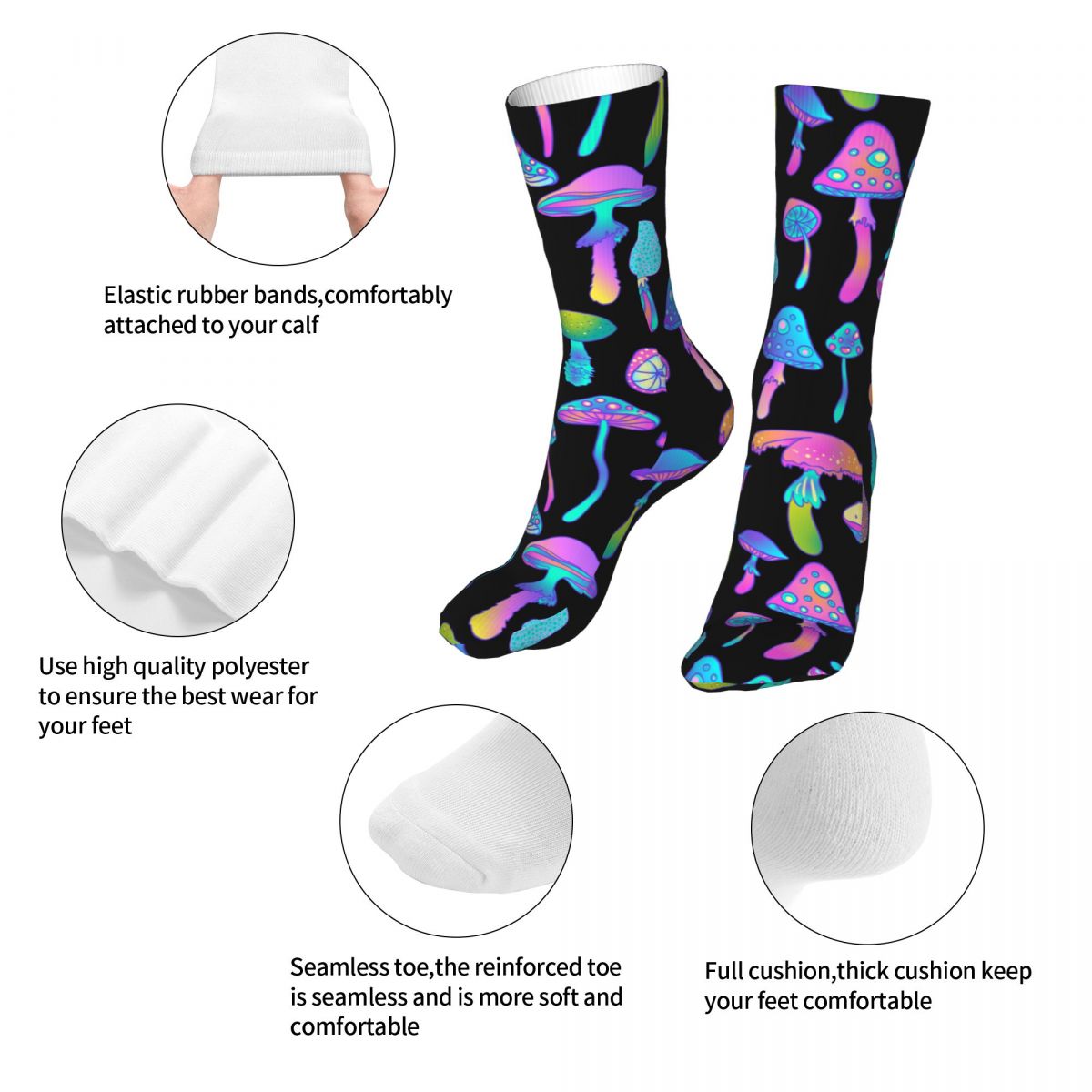 Mushi Rainbow Long Socks Dimensions