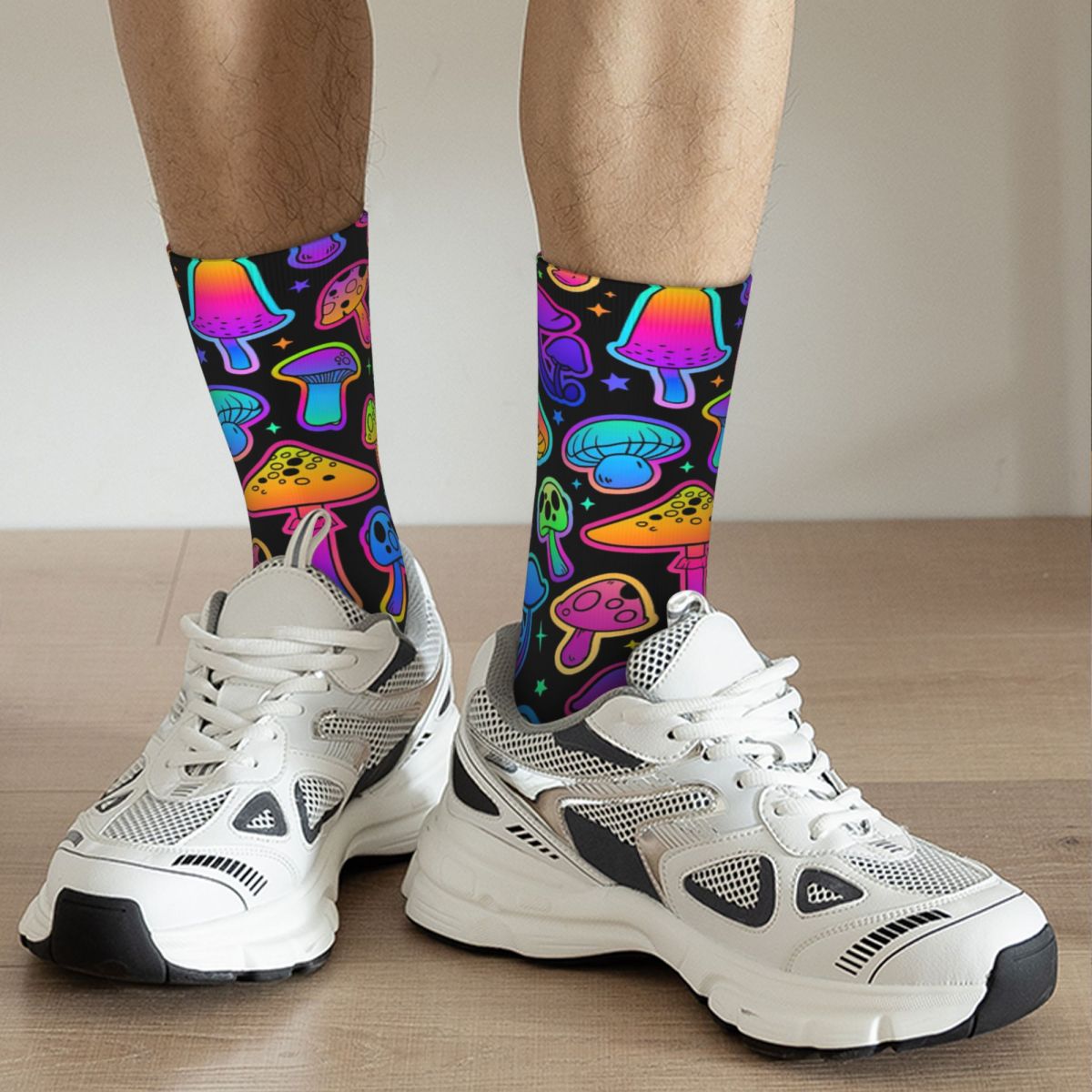 Neon Glow Party Mushroom Long Socks Wear