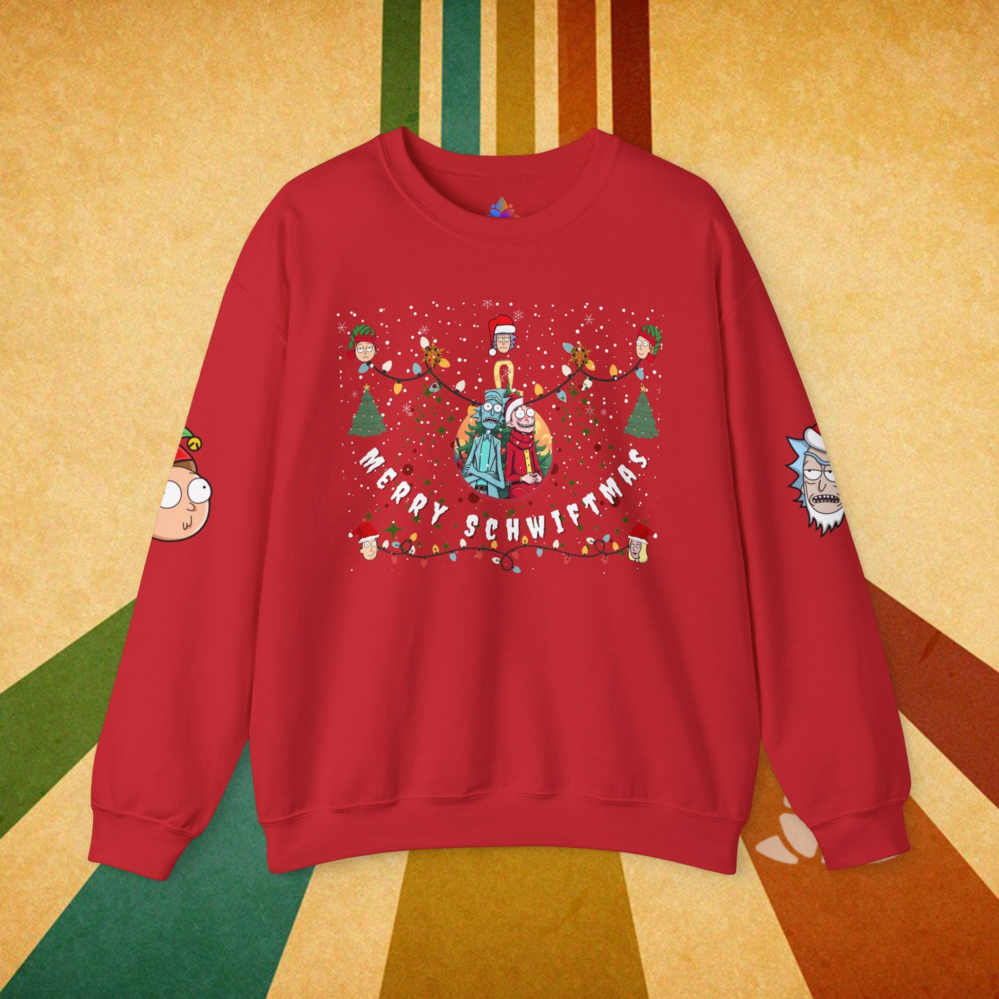 Red Sweatshirt Merry Schwiftmas Rick and Morty custom holiday