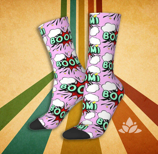 Boom comic book long socks