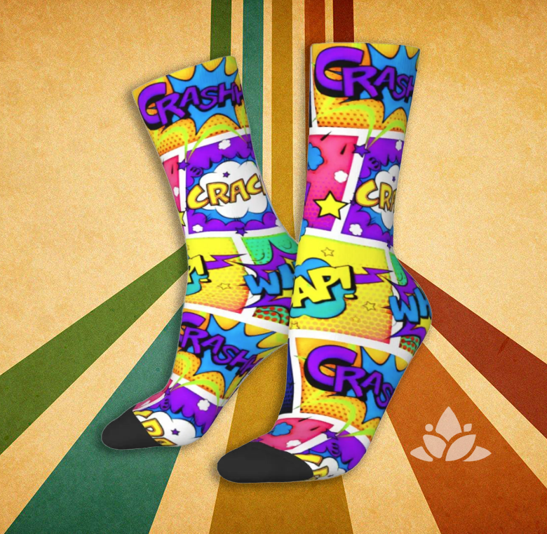 Retro Crash Comic Book Long socks