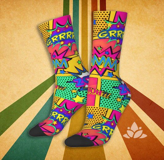 Retro Grrr Comic book Long Socks