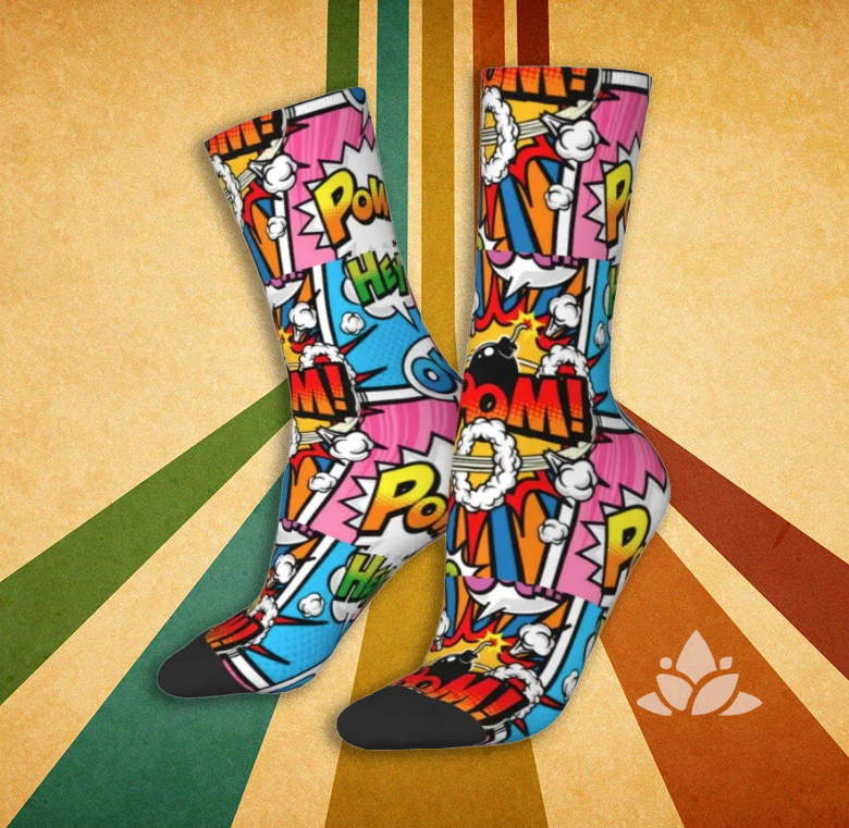 Boom Pow Retro Comic Socks - Perfect for Casual and Festival Wear