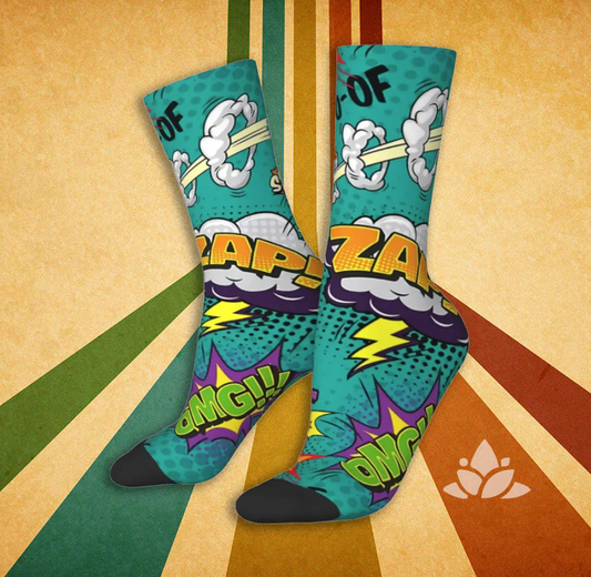 Retro Comic Book Zap Long Socks