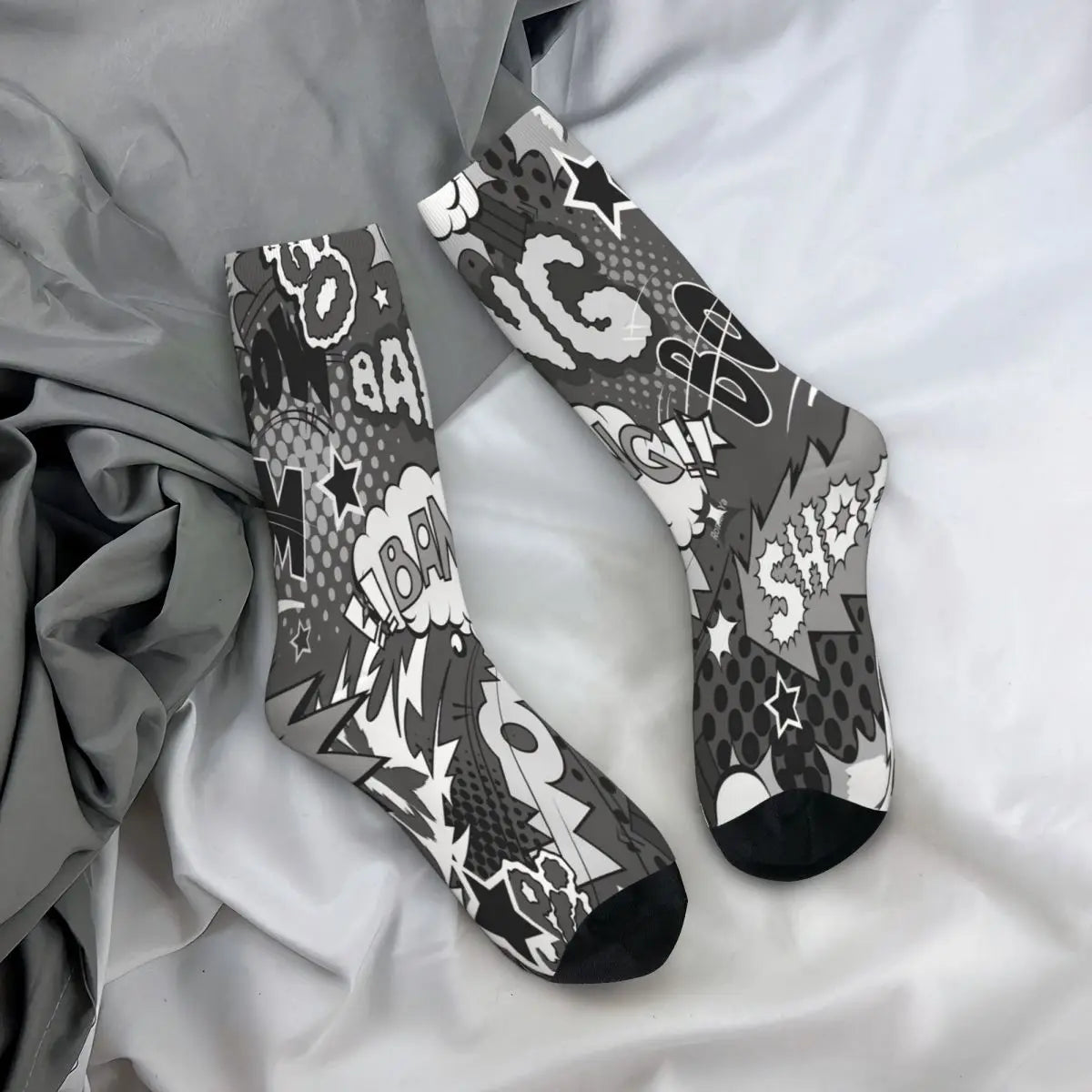 Zap! Retro Comic Long Socks – Electrify Your Festival Look!