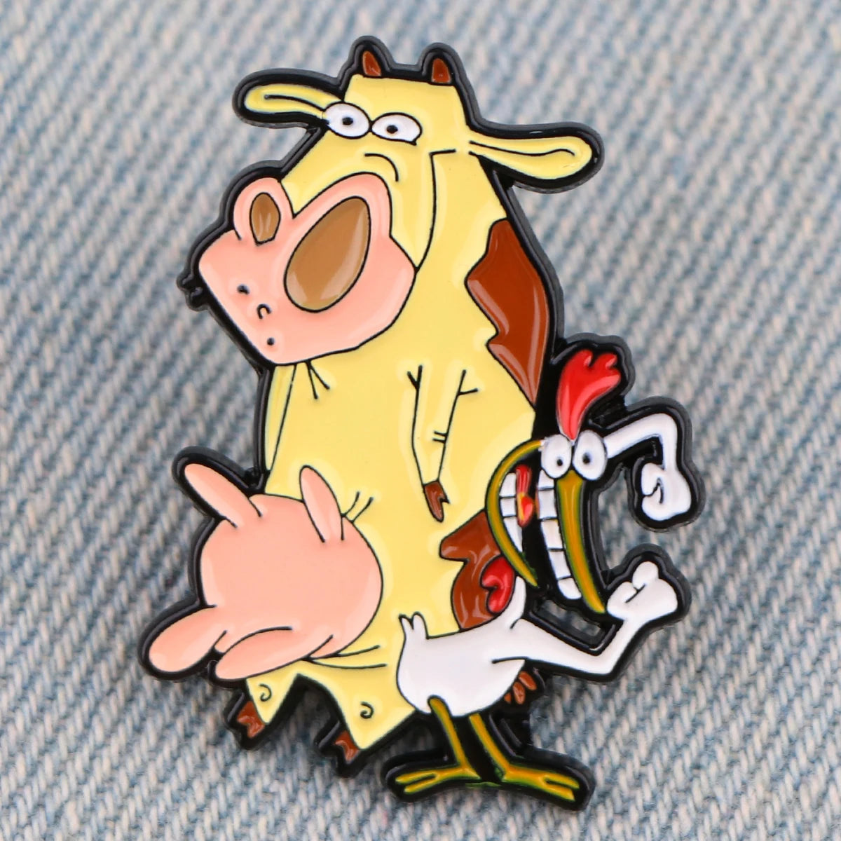 Cow and Chicken Enamel Pin – Nostalgic 90's Cartoon Collectible