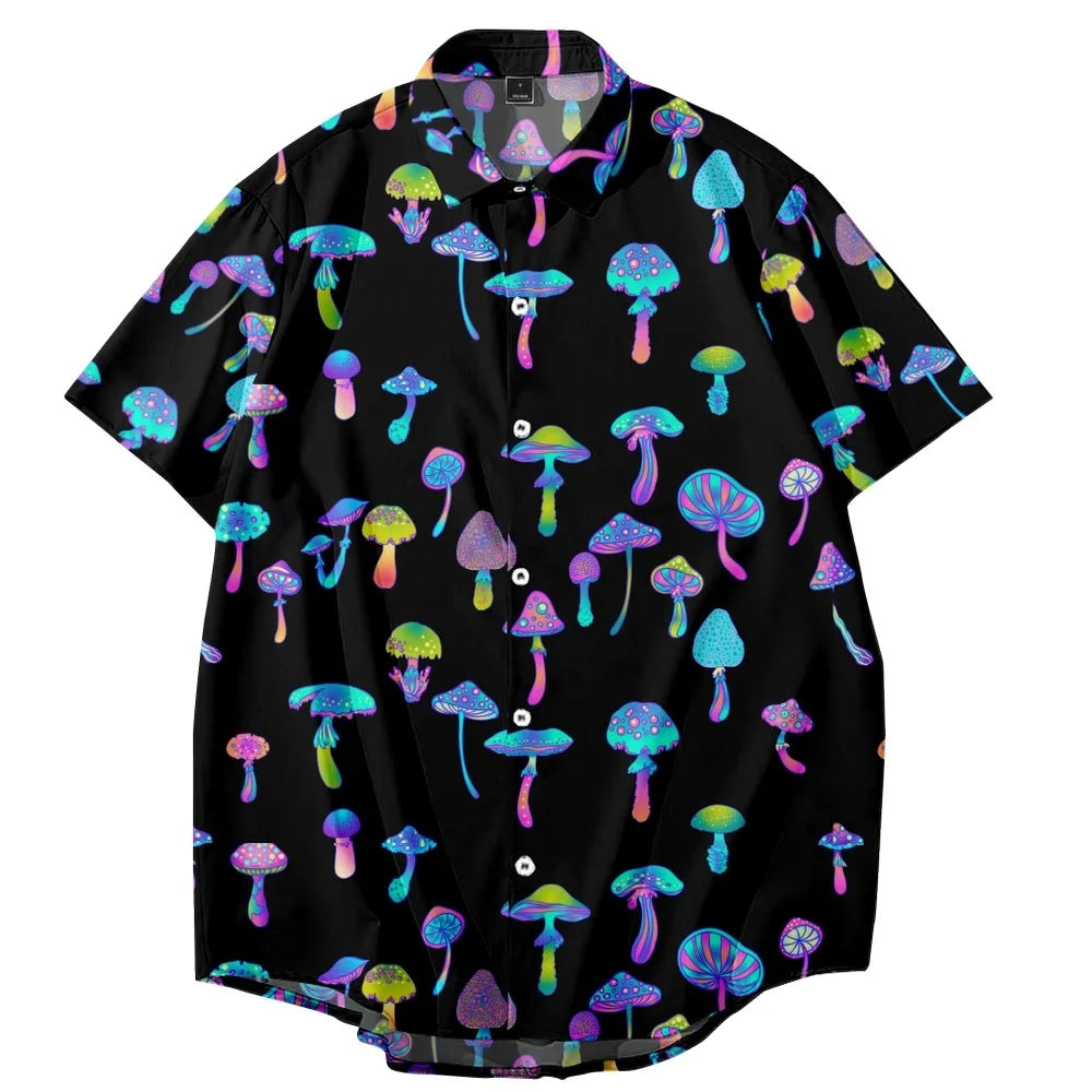 Vibrant Mushroom-Themed Hawaiian Shirts – Casual and Festival Ready