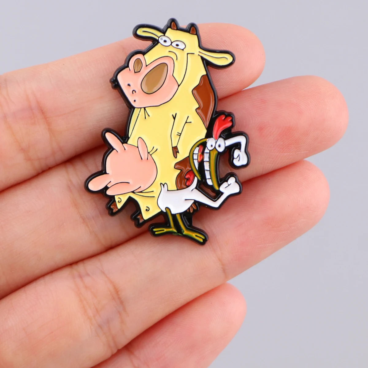 Cow and Chicken Enamel Pin – Nostalgic 90's Cartoon Collectible