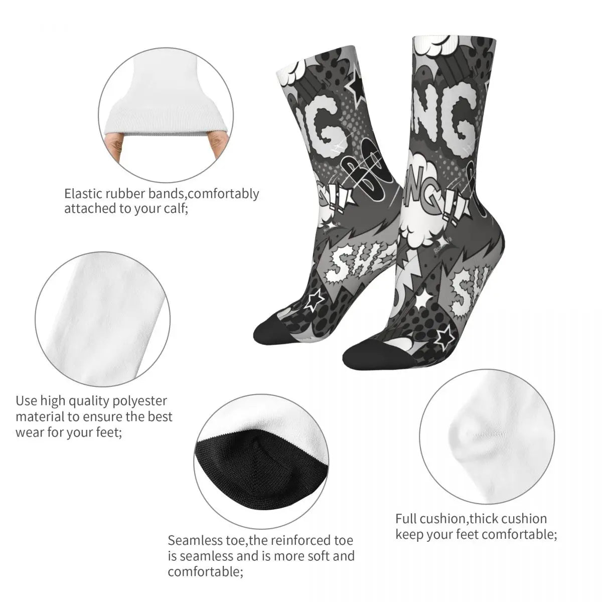 Zap! Retro Comic Long Socks – Electrify Your Festival Look!