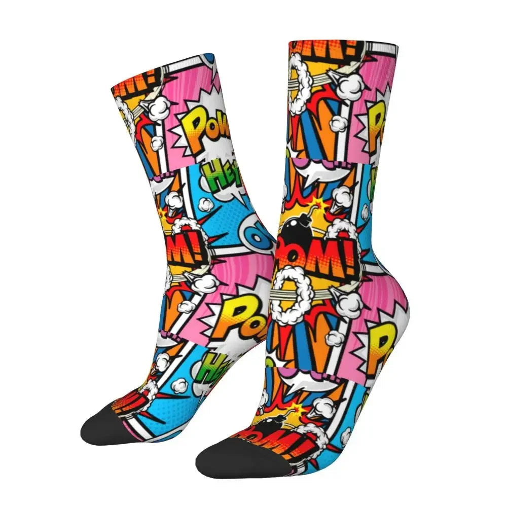 Boom Pow Retro Comic Socks - Perfect for Casual and Festival Wear