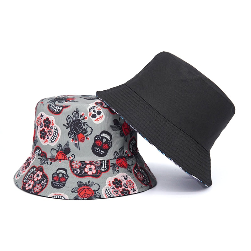 Skull Print Bucket Hats