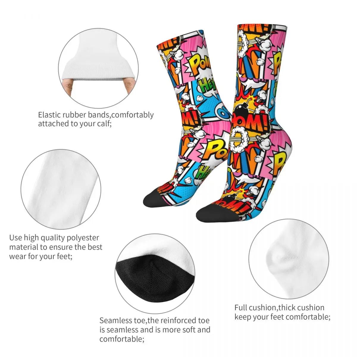 Boom Pow Retro Comic Socks - Perfect for Casual and Festival Wear