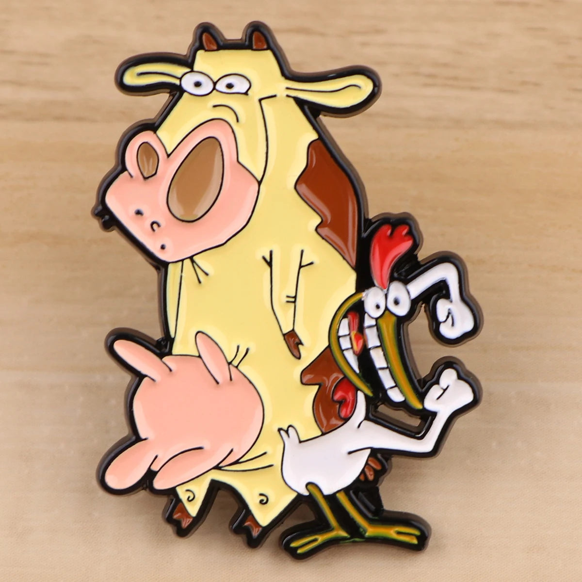 Cow and Chicken Enamel Pin – Nostalgic 90's Cartoon Collectible