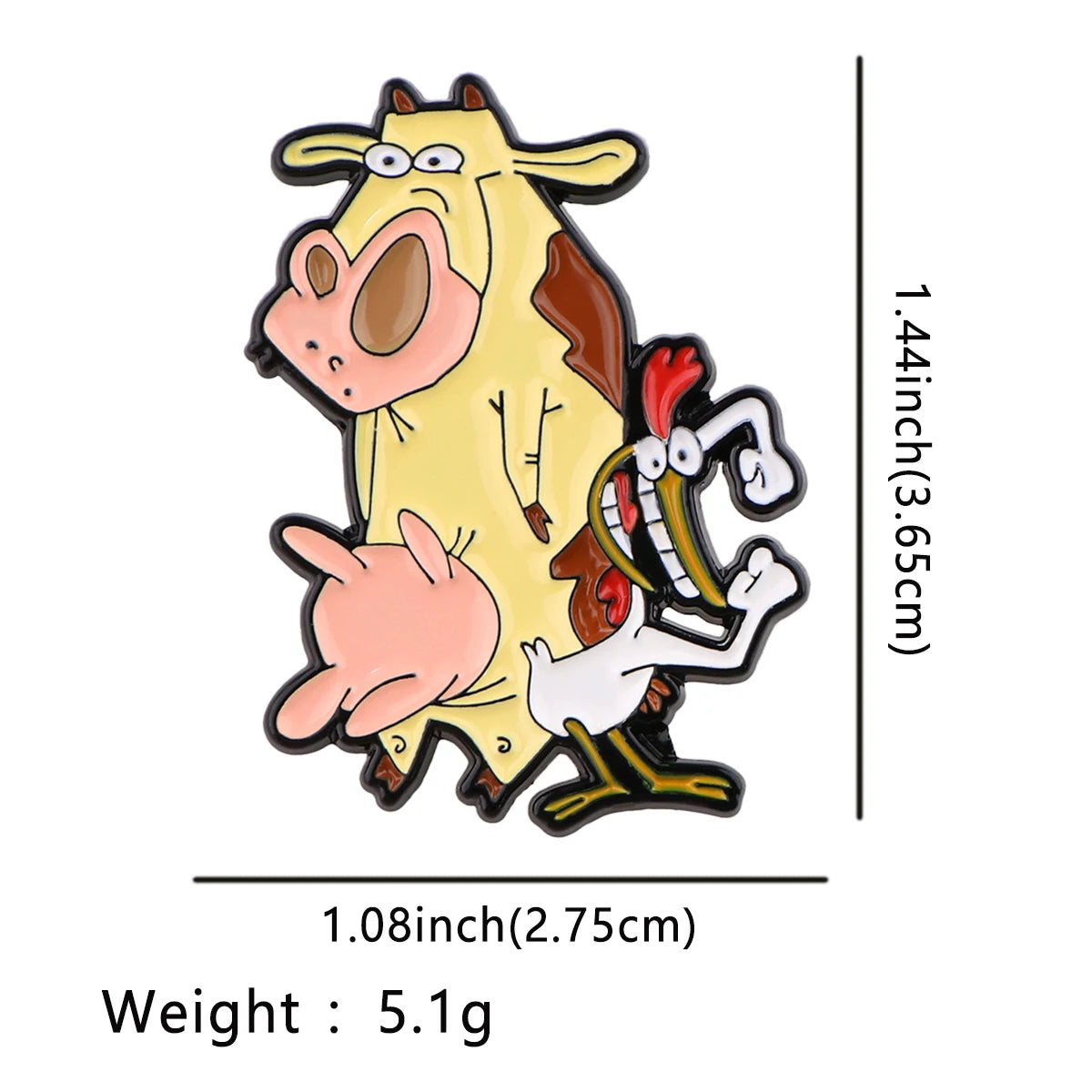 Cow and Chicken Enamel Pin – Nostalgic 90's Cartoon Collectible