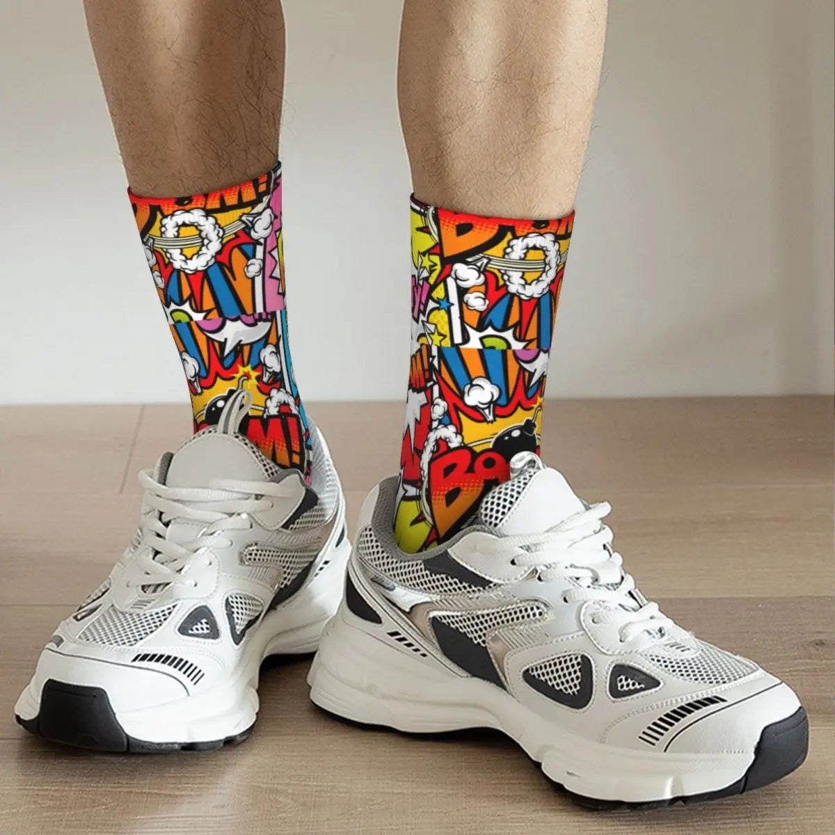 Boom Pow Retro Comic Socks - Perfect for Casual and Festival Wear