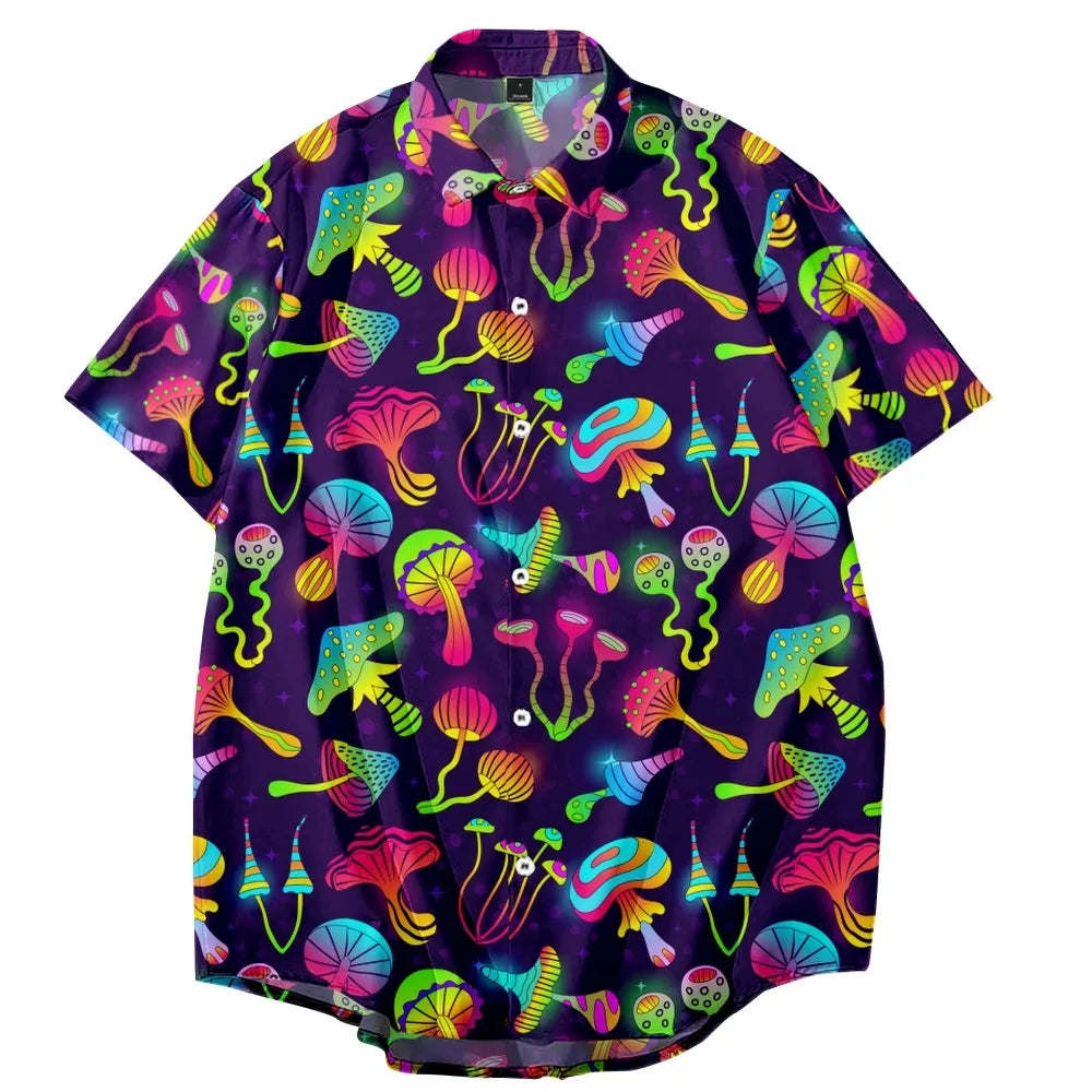 Vibrant Mushroom-Themed Hawaiian Shirts – Casual and Festival Ready