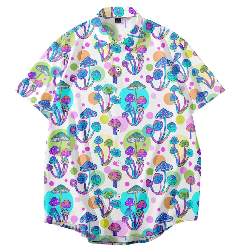 Vibrant Mushroom-Themed Hawaiian Shirts – Casual and Festival Ready