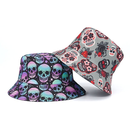 Skull Print Bucket Hats