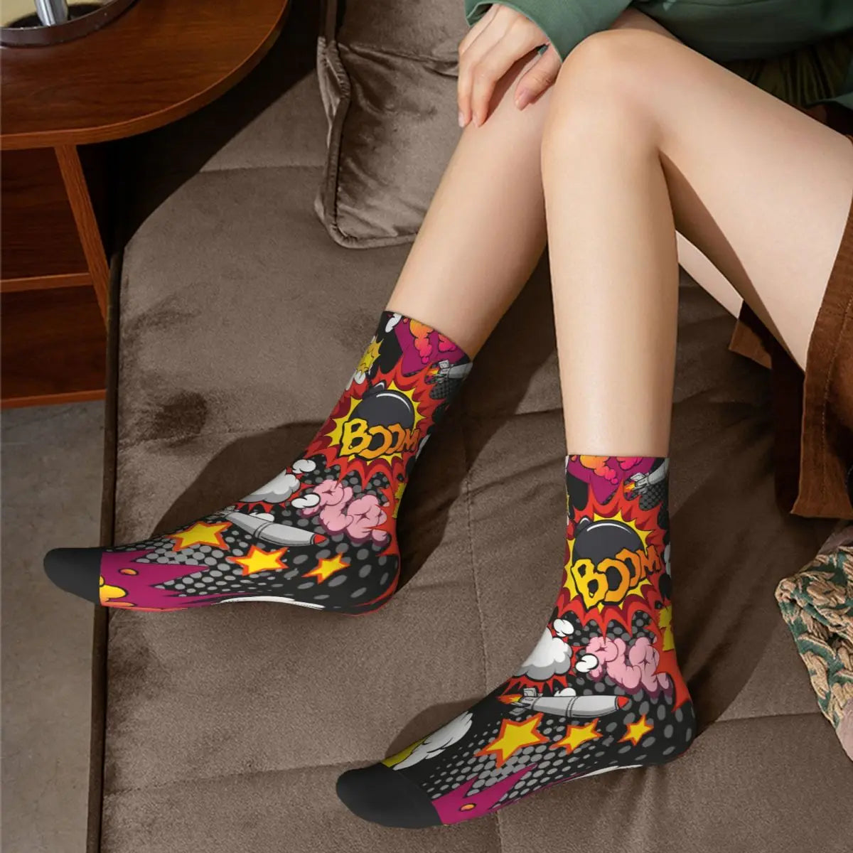 Boom Blast Retro Festival Long Socks – Make Your Style Explosive!