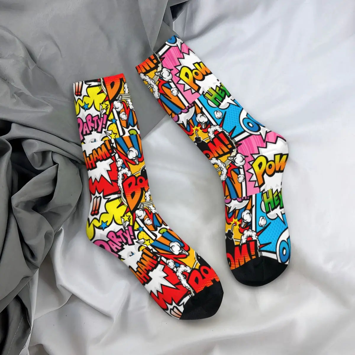 Boom Pow Retro Comic Socks - Perfect for Casual and Festival Wear