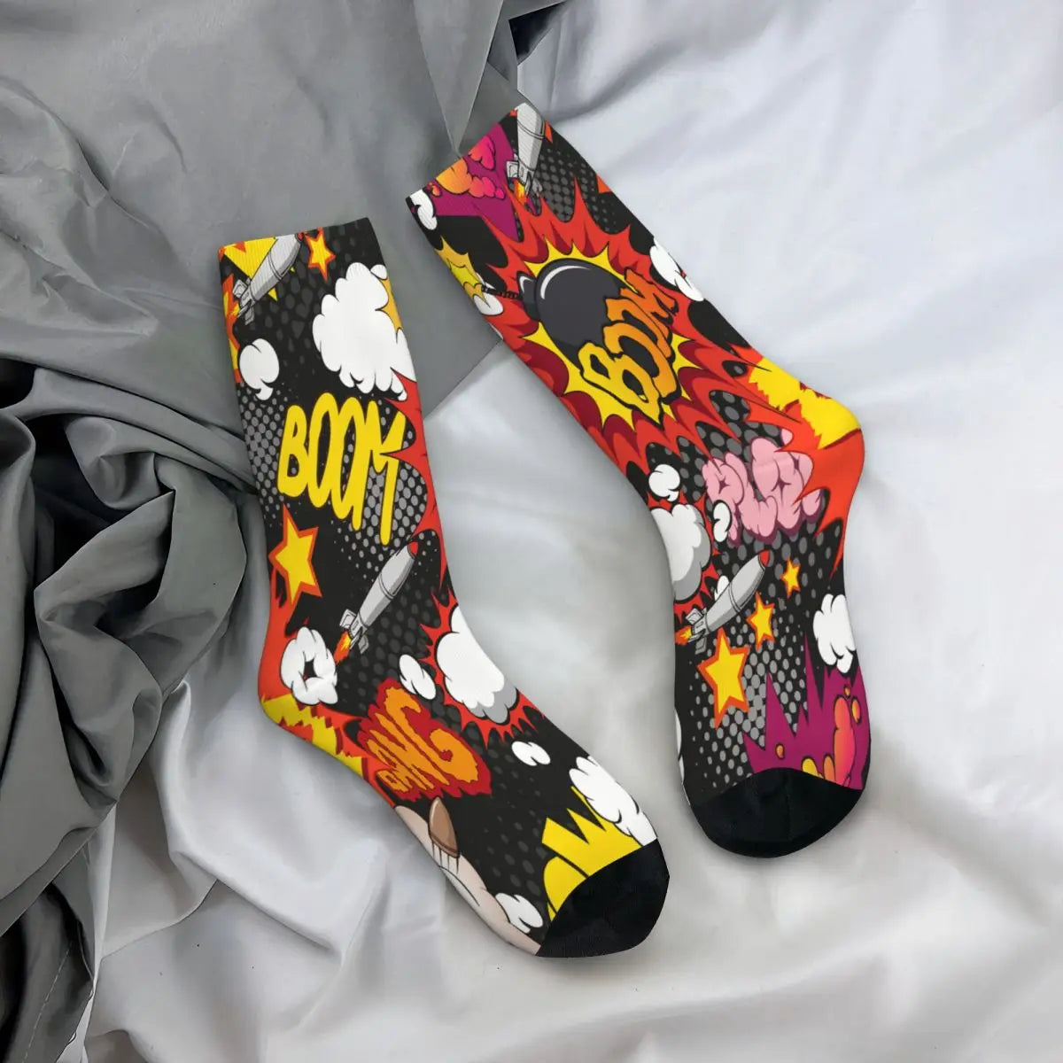 Boom Blast Retro Festival Long Socks – Make Your Style Explosive!