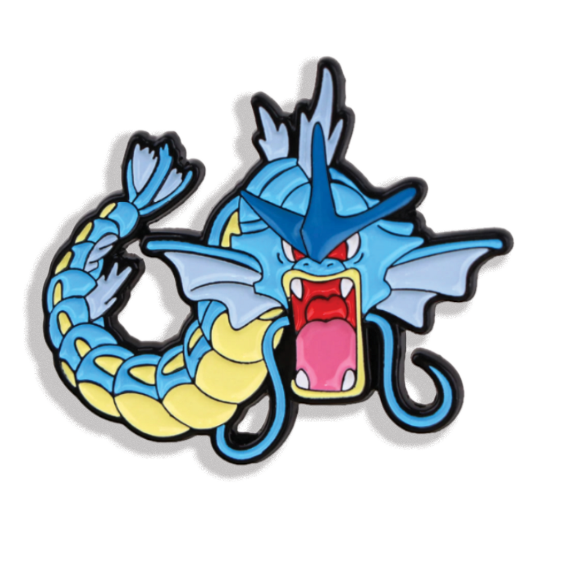 Cartoon water dragon character with blue and yellow colors on a white background