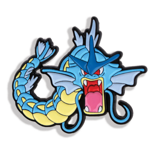 Cartoon water dragon character with blue and yellow colors on a white background